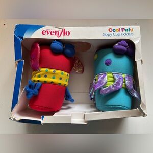 Vintage Evenflo Cool Pals Sippy Cup Holders - Sandy Crab & Surf Fish